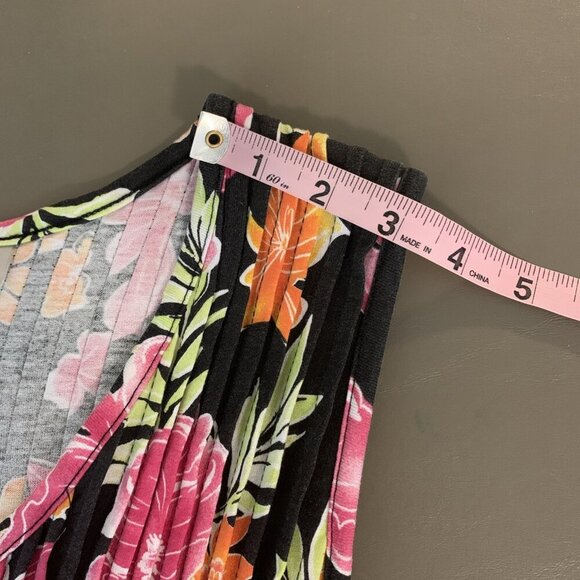 Woman Within Womens Maxi Dress 1X 22 24 Sleeveless Tropical Floral Pink Pleated - Picture 12 of 13